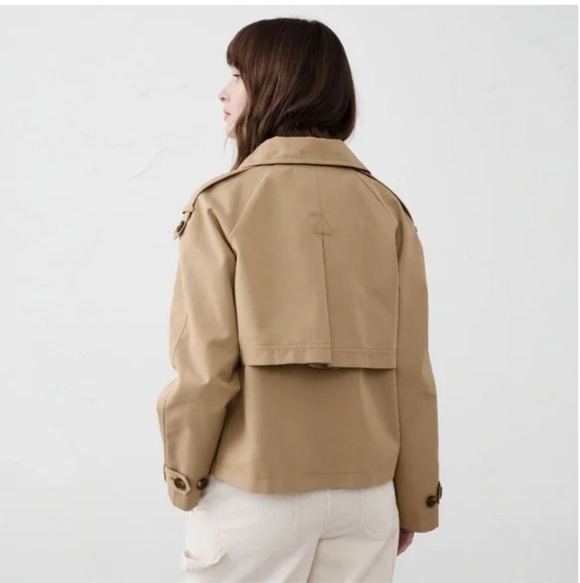 Banana Republic Short Trench Jacket Cream Ivory White Cropped Crop - Picture 4 of 7